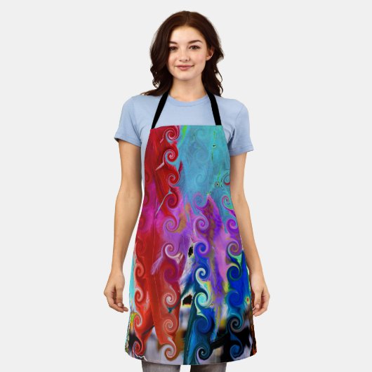 Abstraktes Federdesign Schürze (Getragen)