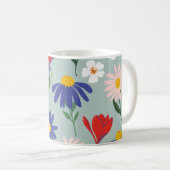Abstraktes Federnahtloses Muster mit farbenfrohen  Kaffeetasse (VorderseiteRechts)