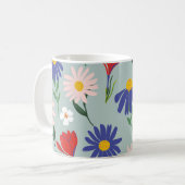 Abstraktes Federnahtloses Muster mit farbenfrohen  Kaffeetasse (Vorderseite Links)