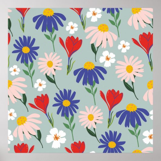 Abstraktes Federnahtloses Muster mit farbenfrohen Poster (Vorne)