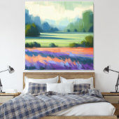 Abstraktes Feld mit grünem Himmel, Minimalistische Leinwanddruck (Insitu (Schlafzimmer))