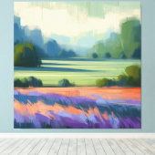 Abstraktes Feld mit grünem Himmel, Minimalistische Leinwanddruck (Insitu (Holzboden))