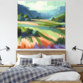 Abstraktes Feld mit grünem Himmel, rosa Farben Leinwanddruck (Insitu (Schlafzimmer))