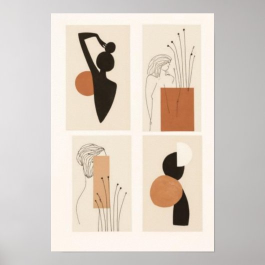 Abstraktes feminines Wandkunst-Set | Modern minima Poster (Vorne)