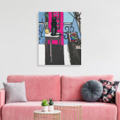Abstraktes Fenster mit schwarzer Katze Leinwanddruck (Insitu (Wohnzimmer))