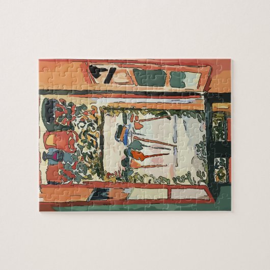 Abstraktes Fenster mit Weinglas Puzzle (Horizontal)