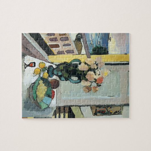 Abstraktes Fenster und Weinglas Puzzle (Horizontal)