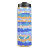 Abstraktes, fett grafisches Blau, Aquamarin Orange Thermosbecher (Vorderseite)