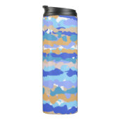 Abstraktes, fett grafisches Blau, Aquamarin Orange Thermosbecher (Nach rechts gedreht)