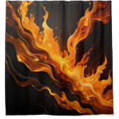 Abstraktes Feuer auf Schwarz Duschvorhang (Vorderseite)