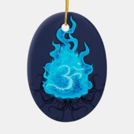 Abstraktes Feuer-blaue Flamme Keramik Ornament (Vorne)
