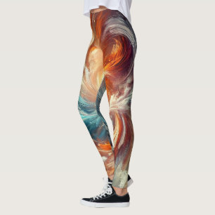 Abstraktes Feuer und Eiswirbel Frauen Leggings
