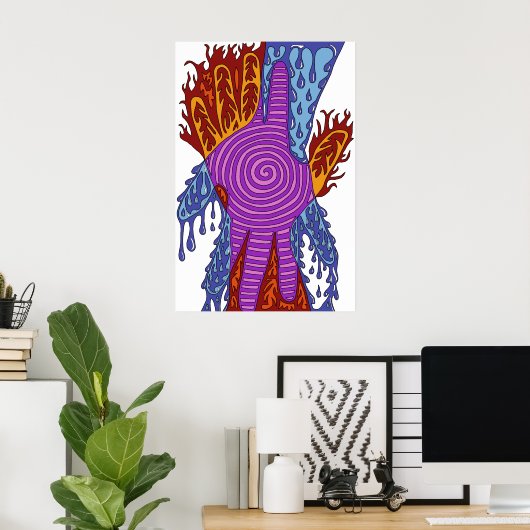 Abstraktes Feuer und Wasserunfall Poster (Heimbüro)