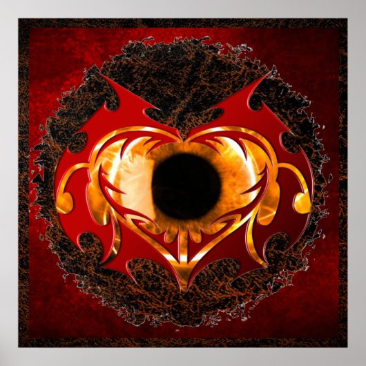 Abstraktes Feuerherz Poster (Vorne)