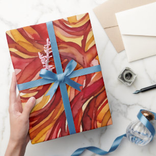 Abstraktes Feuerrotes Aquarell-Vogel-Geschenkpapie Geschenkpapier