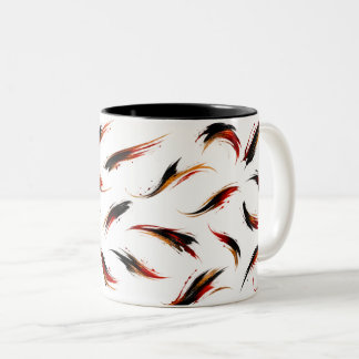 Abstraktes feuriges Pinselstrichmuster Zweifarbige Tasse
