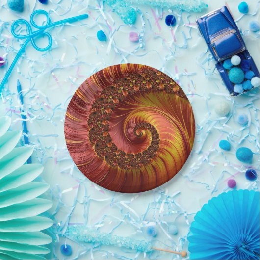 Abstraktes Fiery Spiral Fraktal Pappteller (Party)