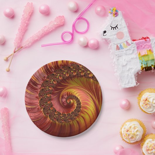 Abstraktes Fiery Spiral Fraktal Pappteller (Party)