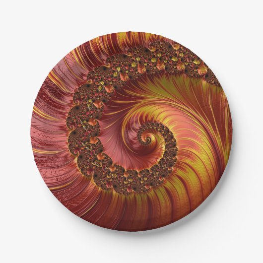 Abstraktes Fiery Spiral Fraktal Pappteller (Vorderseite)