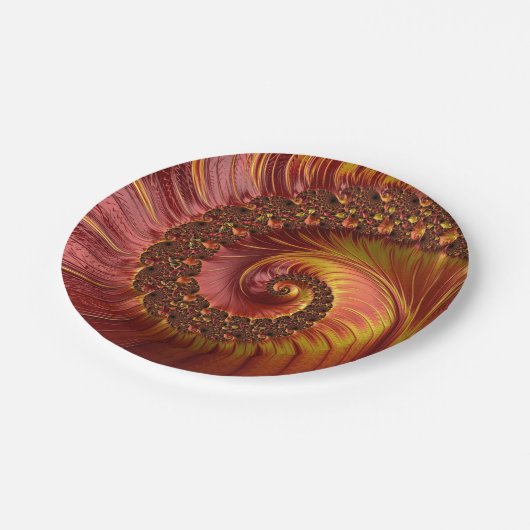 Abstraktes Fiery Spiral Fraktal Pappteller (Schrägansicht)