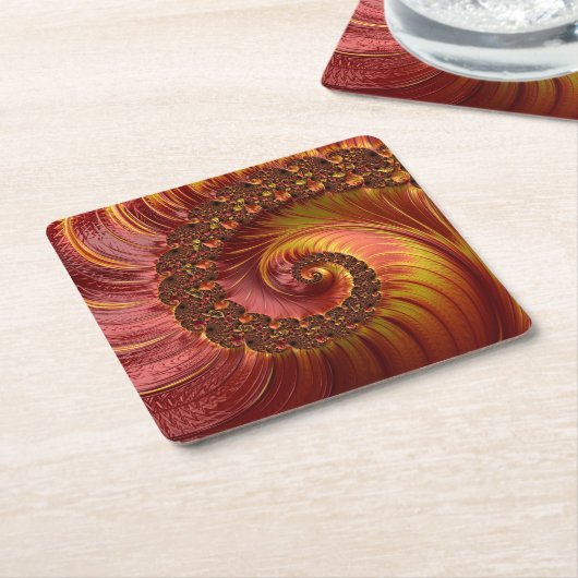 Abstraktes Fiery Spiral Fraktal Rechteckiger Pappuntersetzer (angewinkelt)
