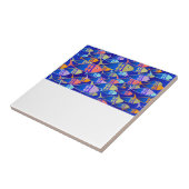 Abstraktes Fisch Blau Muster Fliese (Seite)