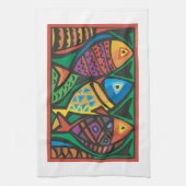 Abstraktes Fisch-Kunstdesign Handtuch (Vertikal)