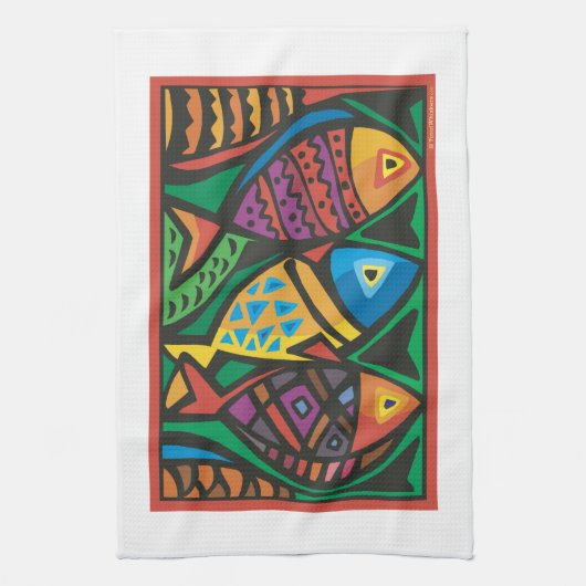 Abstraktes Fisch-Kunstdesign Handtuch (Vertikal)