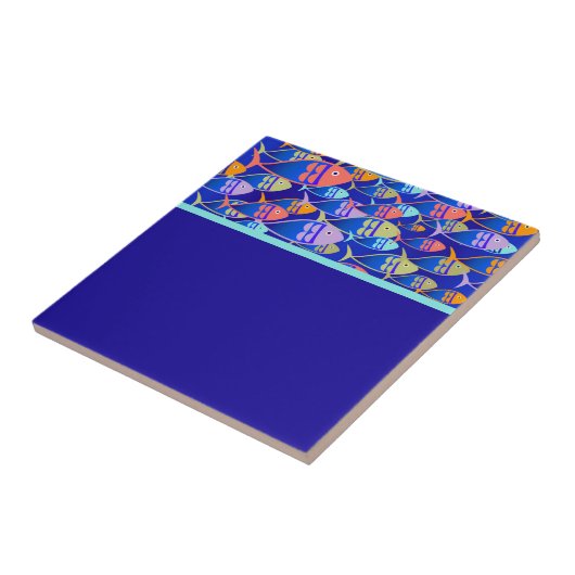 Abstraktes Fischblau Fliese (Seite)