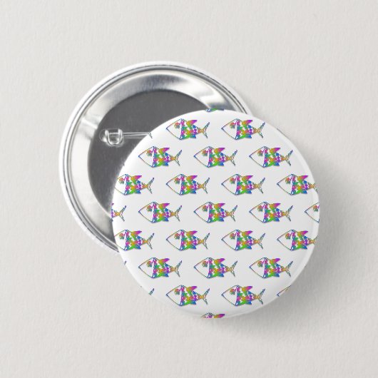 Abstraktes Fischmuster Button (Vorne & Hinten)