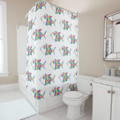 Abstraktes Fischmuster Duschvorhang (Beispiel)