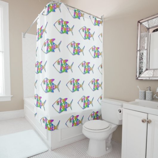 Abstraktes Fischmuster Duschvorhang (Beispiel)