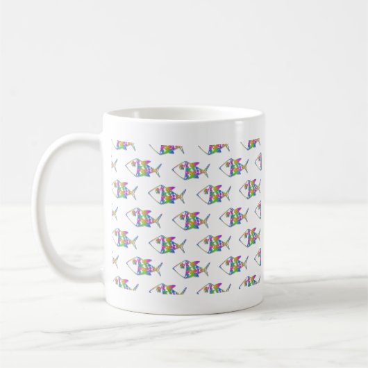 Abstraktes Fischmuster Kaffeetasse (Links)