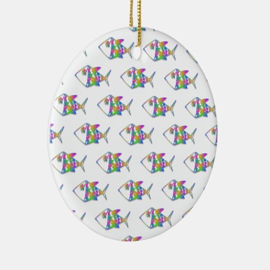 Abstraktes Fischmuster Keramik Ornament (Rechts)