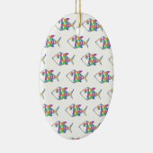 Abstraktes Fischmuster Keramik Ornament (Rechts)