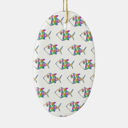 Abstraktes Fischmuster Keramik Ornament (Rechts)