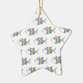 Abstraktes Fischmuster Keramikornament (Links)