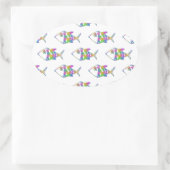 Abstraktes Fischmuster Ovaler Aufkleber (Tasche)