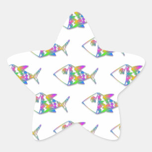 Abstraktes Fischmuster Stern-Aufkleber