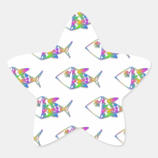 Abstraktes Fischmuster Stern-Aufkleber (Vorderseite)