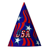 Abstraktes Flag-Muster mit USA Text Party Hat Partyhütchen (Vorderseite)