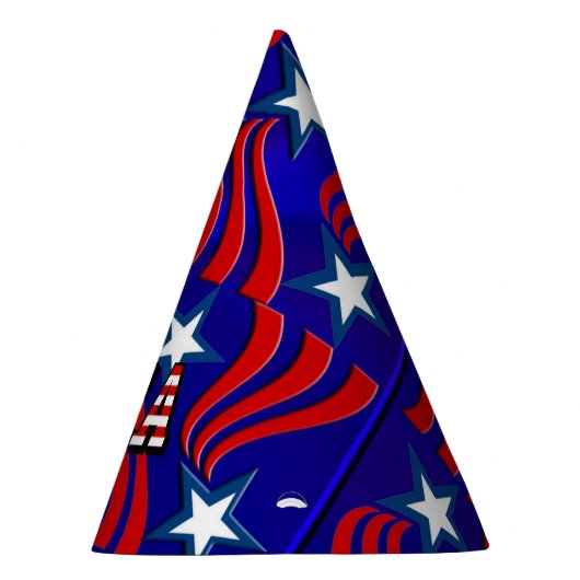 Abstraktes Flag-Muster mit USA Text Party Hat Partyhütchen (Rechts)