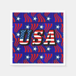 Abstraktes Flaggenmuster mit dem US-Text-Papier Na Serviette