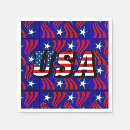 Abstraktes Flaggenmuster mit dem US-Text-Papier Na Serviette (Vorderseite)