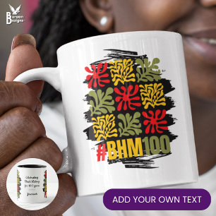 Abstraktes Floral 100-Jahr-Jubiläum Schwarze Gesch Tasse