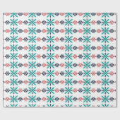 Abstraktes Floral Holiday Muster Blau Geschenkpapier (Flach)