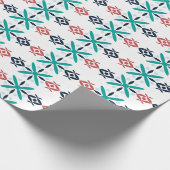 Abstraktes Floral Holiday Muster Blau Geschenkpapier (Ecke)