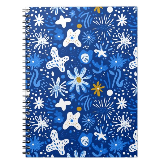 Abstraktes floral Star Muster Spiral-Bound Noteboo Notizblock (Vorderseite)