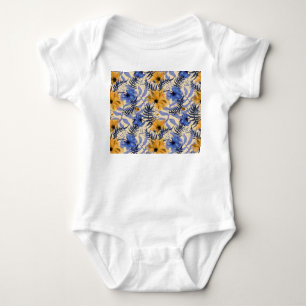 Abstraktes Floral: Wasserfarbe Modernes Muster Baby Strampler