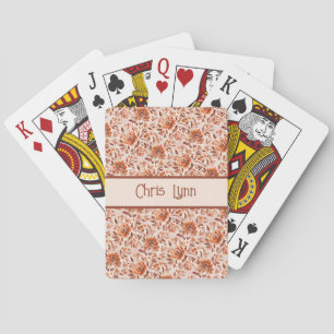 Abstraktes florales Aquarellmuster in Herbstfarben Spielkarten